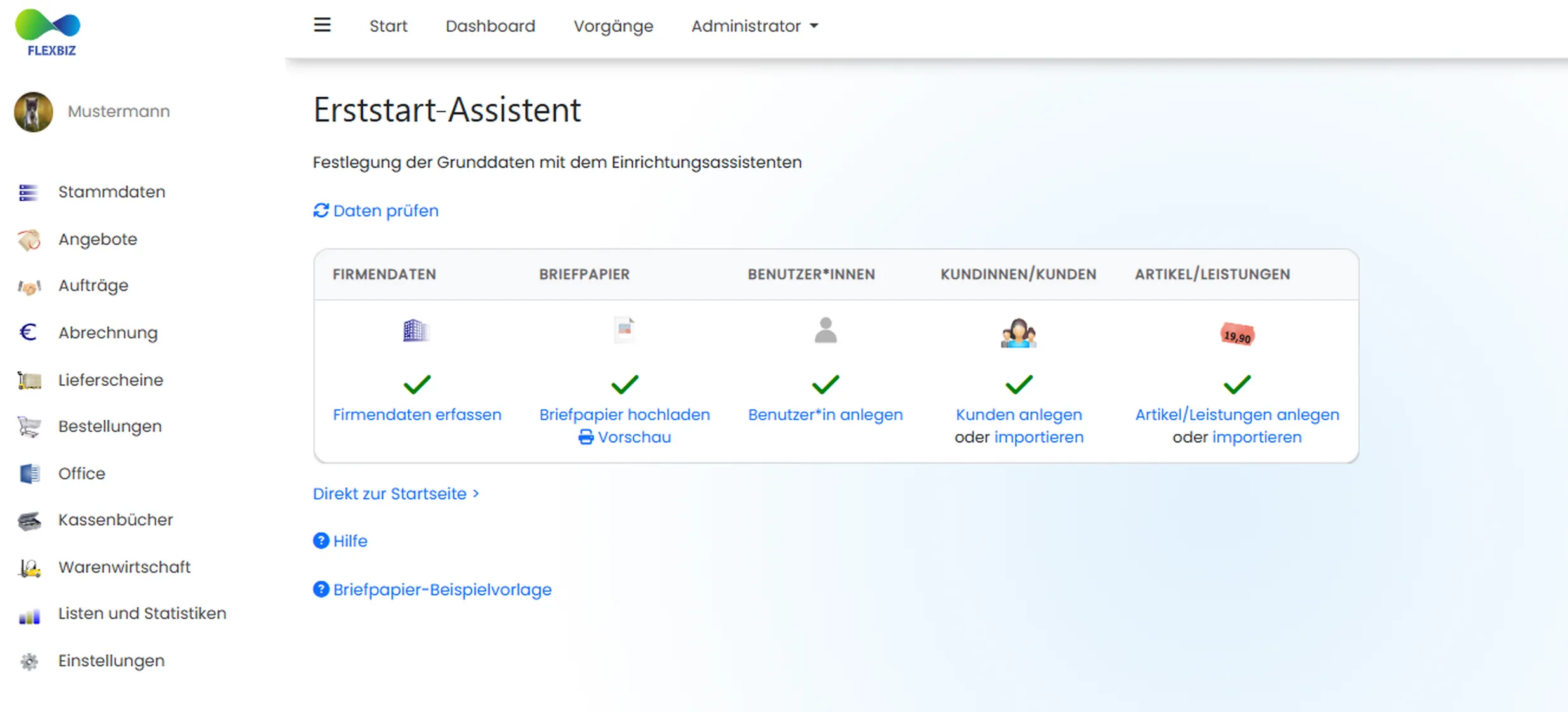 Einrichtungsassistent Screenshot