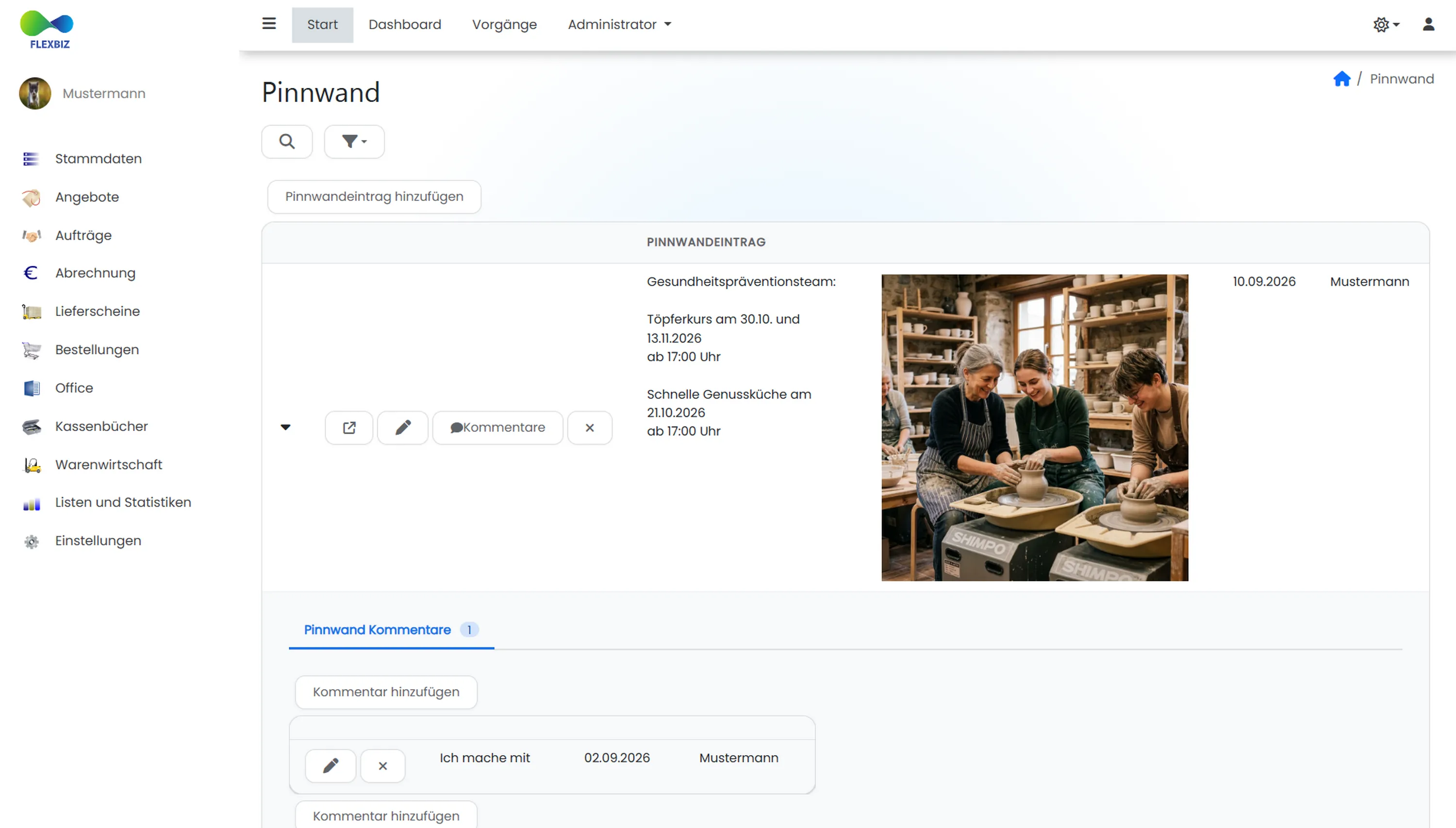 Pinnwand Screenshot